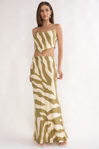 Blythe V-Hem Cami Top Zebra Khaki