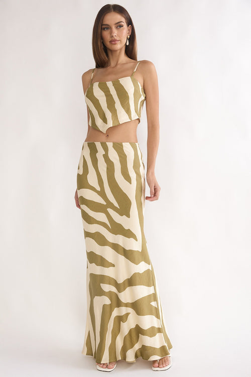 Blythe V-Hem Cami Top Zebra Khaki