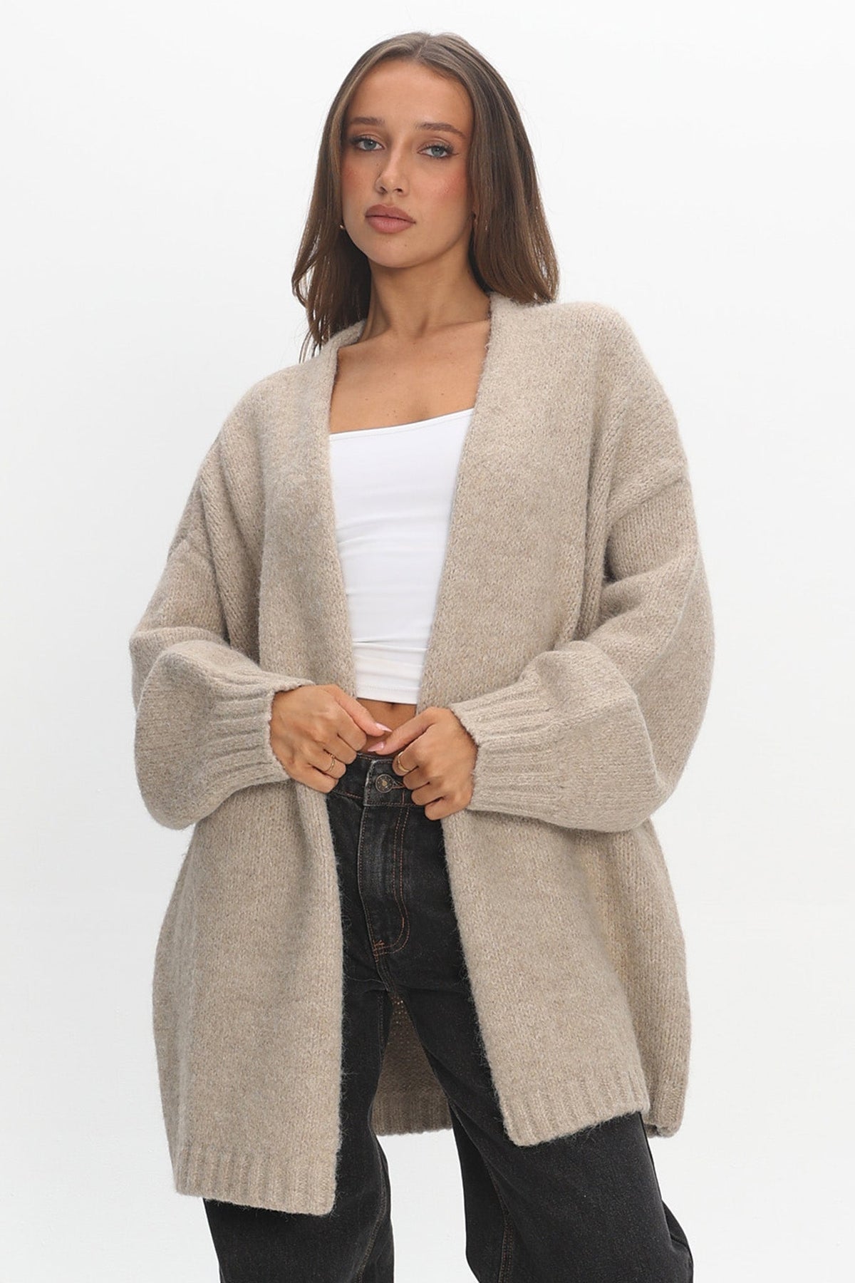 Jinnica Long Knit Cardigan Oat