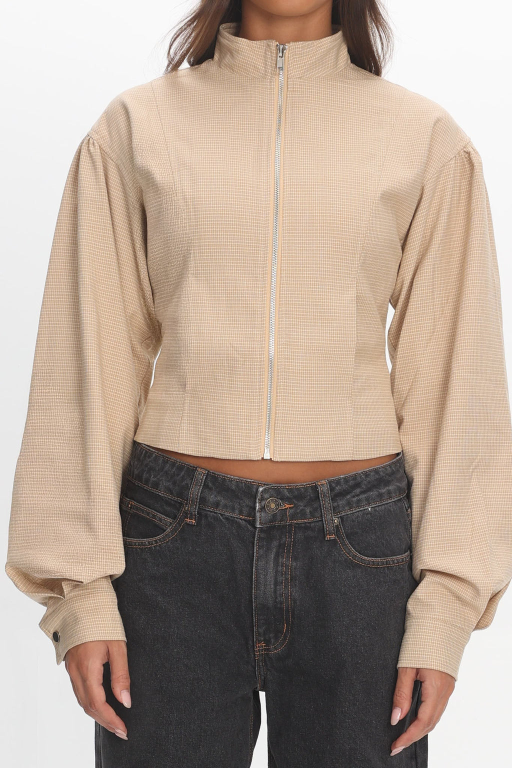 LIONESS Eclipse Jacket Beige Plaid