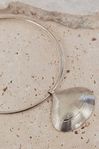 Zuma Shell Pendant Choker Necklace Dark Silver