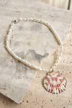 Merita Shell Pendant Pearl Necklace Pink Shell
