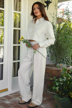 CAMBRIDGE Mid Rise Linen Wide Leg Pants