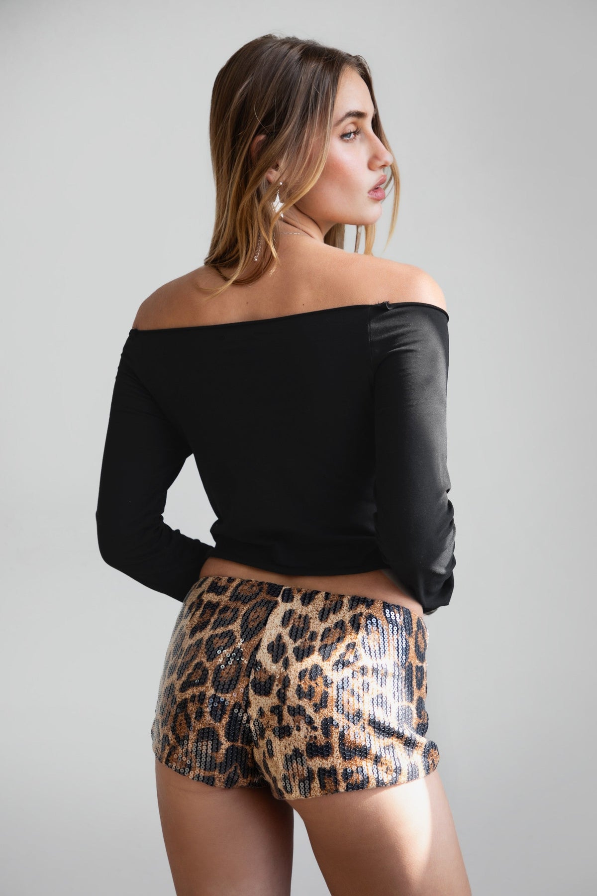 Cheetah Leopard Print Sequin Micro Shorts