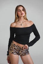 Cheetah Leopard Print Sequin Micro Shorts