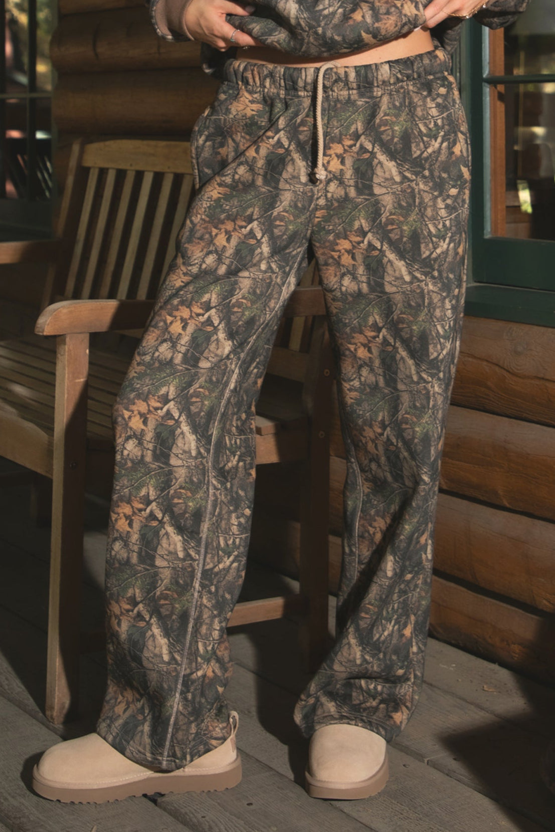 BAYOU Dark Camo Cloud Fleece Wide Leg Sweatpants
