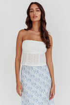 Maggie Eyelet Embroidery Strapless Top Ivory