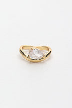 Angelisse Crystal Pear Ring Gold