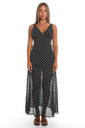 Rosewood V-Neckline Maxi Dress Polka Dot Black