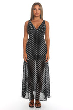 Rosewood V-Neckline Maxi Dress Polka Dot Black