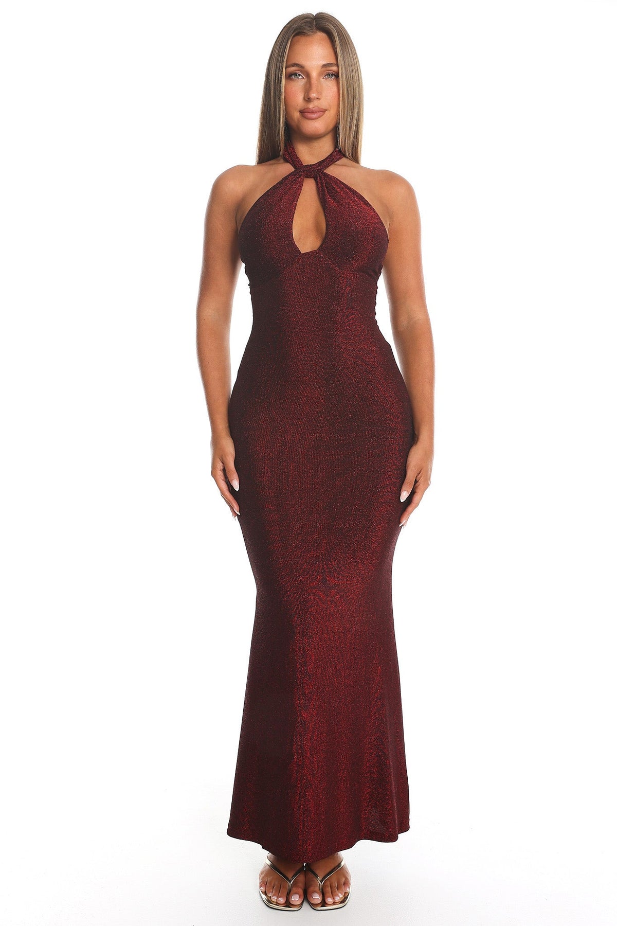 Adrielle Keyhole Halterneck Maxi Dress Wine