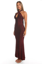 Adrielle Keyhole Halterneck Maxi Dress Wine