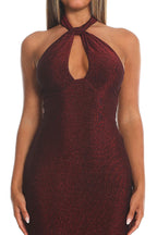 Adrielle Keyhole Halterneck Maxi Dress Wine