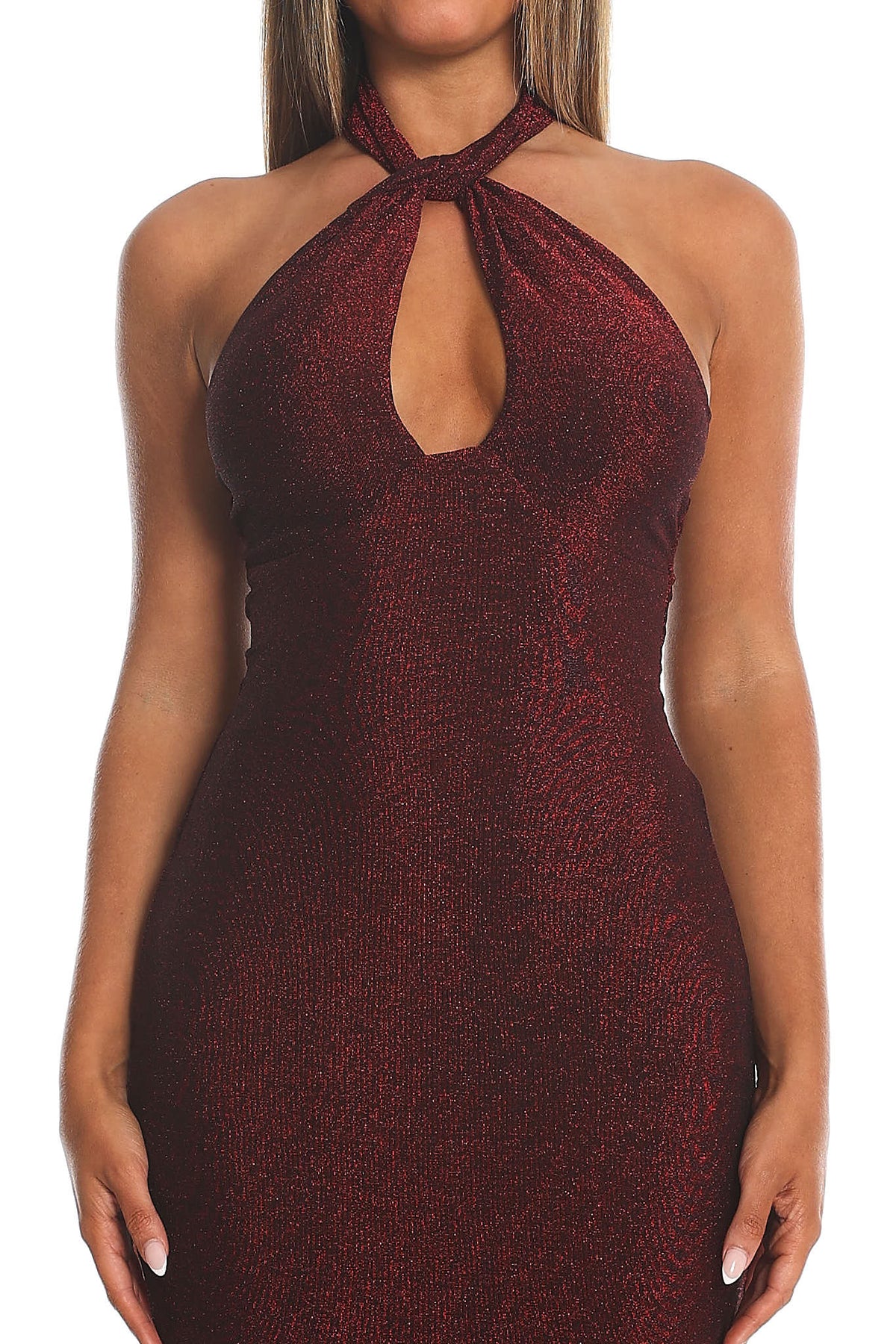 Adrielle Keyhole Halterneck Maxi Dress Wine