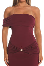 June Bloom One Sleeve Maxi Dress Plum