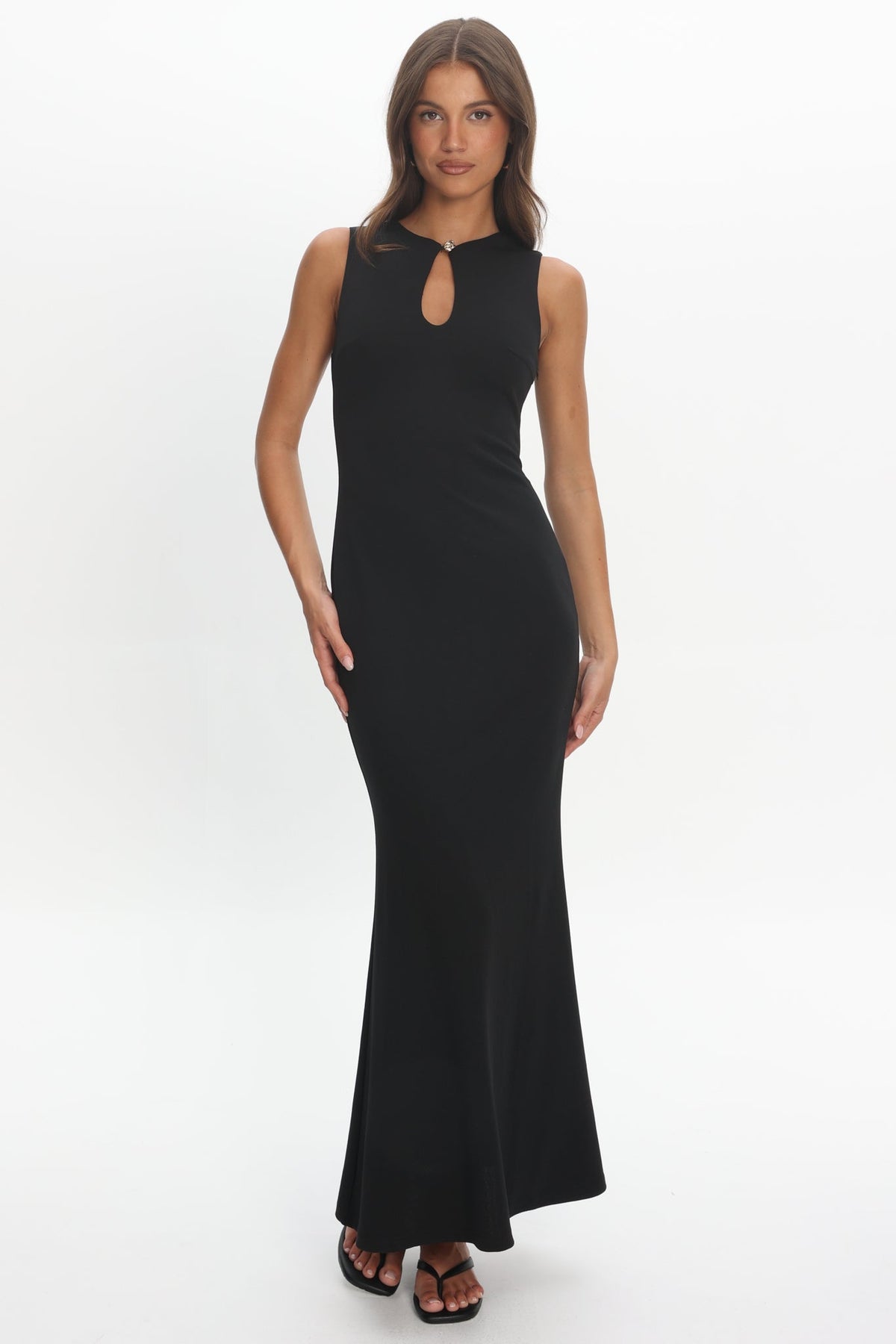 Capucine Key Hole Bust Maxi Dress Black