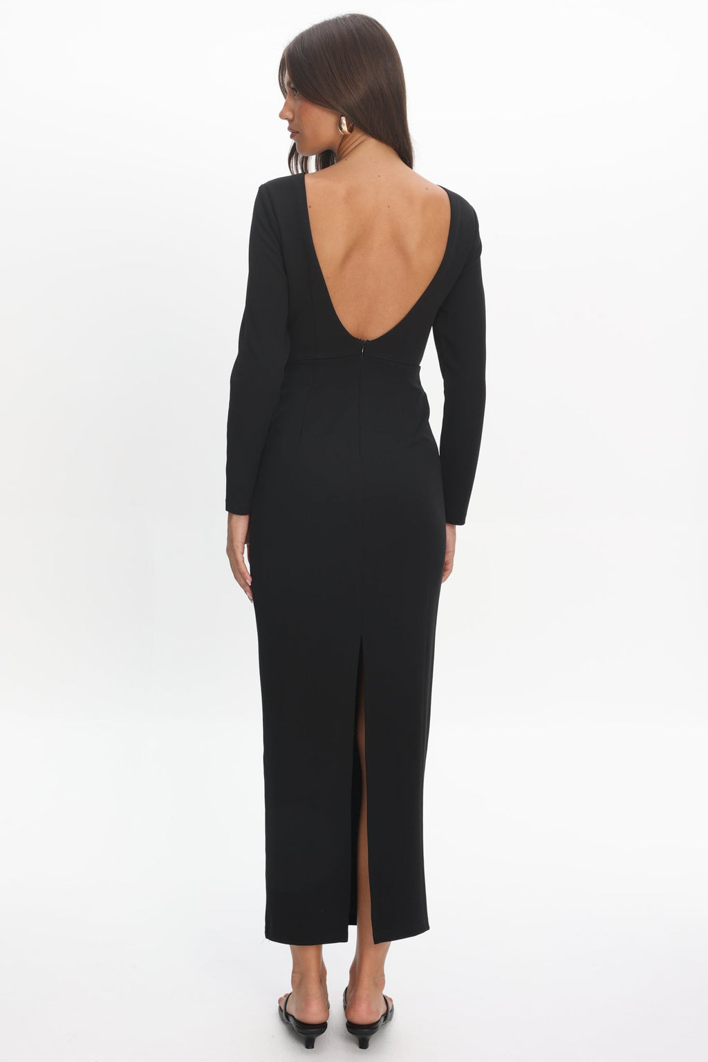 Zoa Keyhole Long Sleeve Maxi Dress Black
