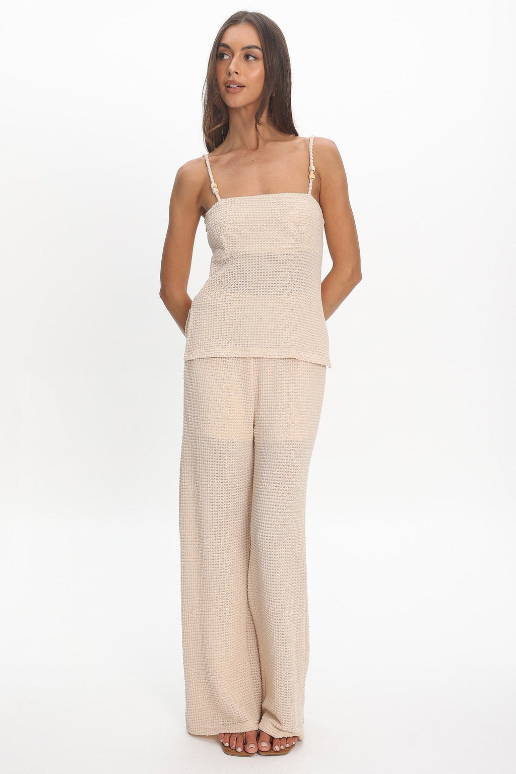 Mesa Wide Leg Knit Pants Cream
