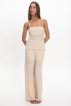 Mesa Wide Leg Knit Pants Cream