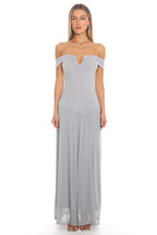 Peridot Off-Shoulder Maxi Dress Grey