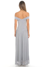 Peridot Off-Shoulder Maxi Dress Grey