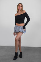 ADYEE Gingham Bubble Skirt With Built-In Shorts