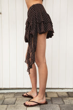 BISCOTTI Polka Dot Chiffon Ruffle Skirt