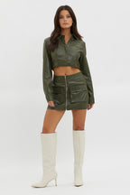 Fallen Angel Pocket Mini Skirt Olive