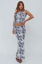 Conspire Sleeveless Print Top Blue Denim