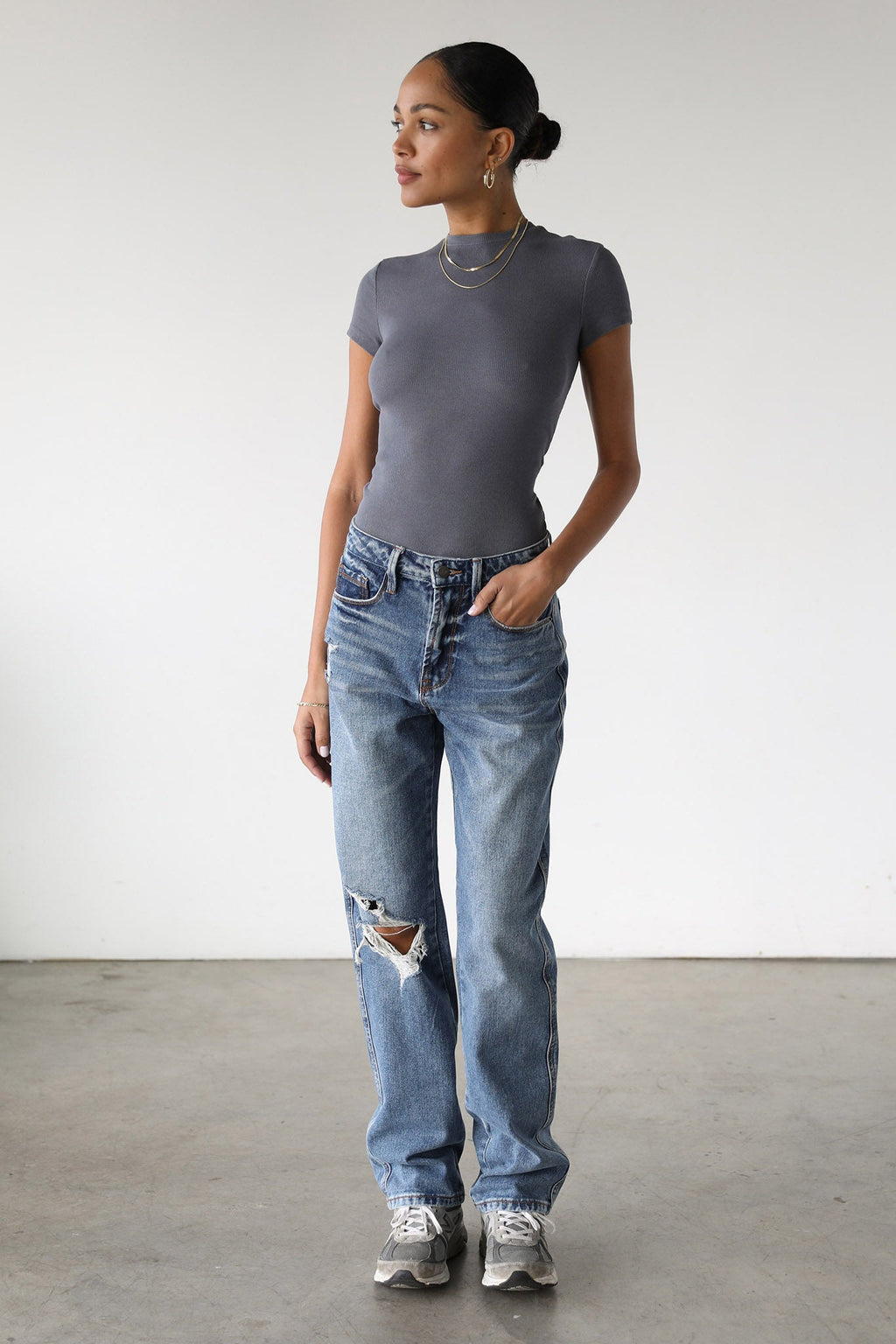 DOGMA High Rise Straight Leg Denim Jeans Dark Wash