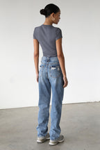 DOGMA High Rise Straight Leg Denim Jeans Dark Wash