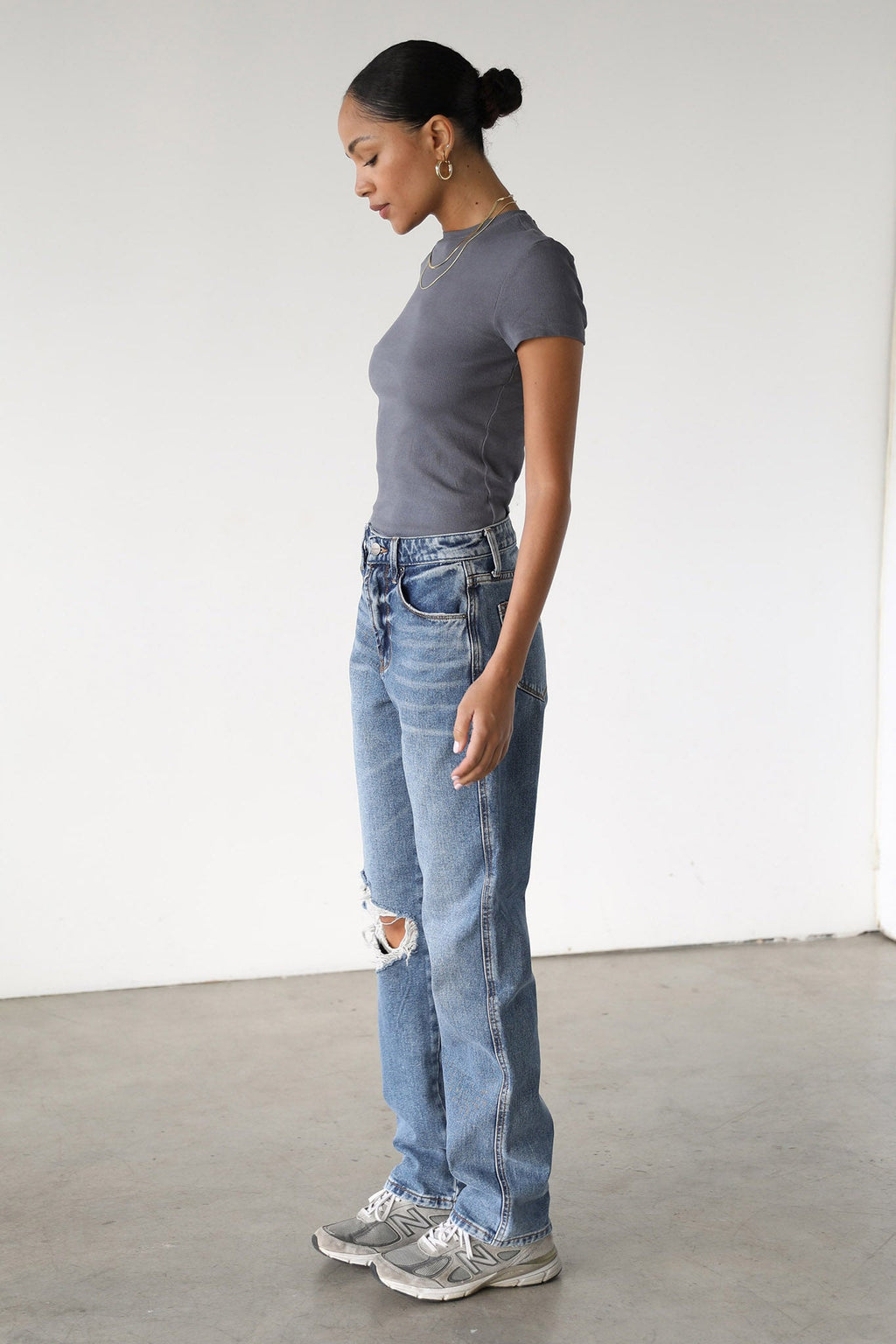 DOGMA High Rise Straight Leg Denim Jeans Dark Wash