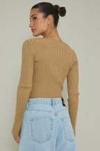 New School Long Sleeve Top Taupe