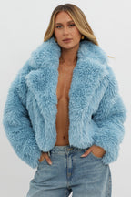 St Moritz Notch Lapel Fur Jacket Blue