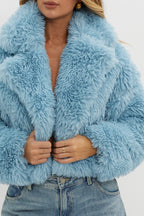 St Moritz Notch Lapel Fur Jacket Blue