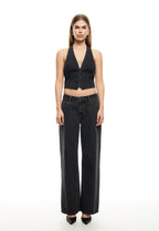 LIONESS Je Suis Halter Top Charcoal
