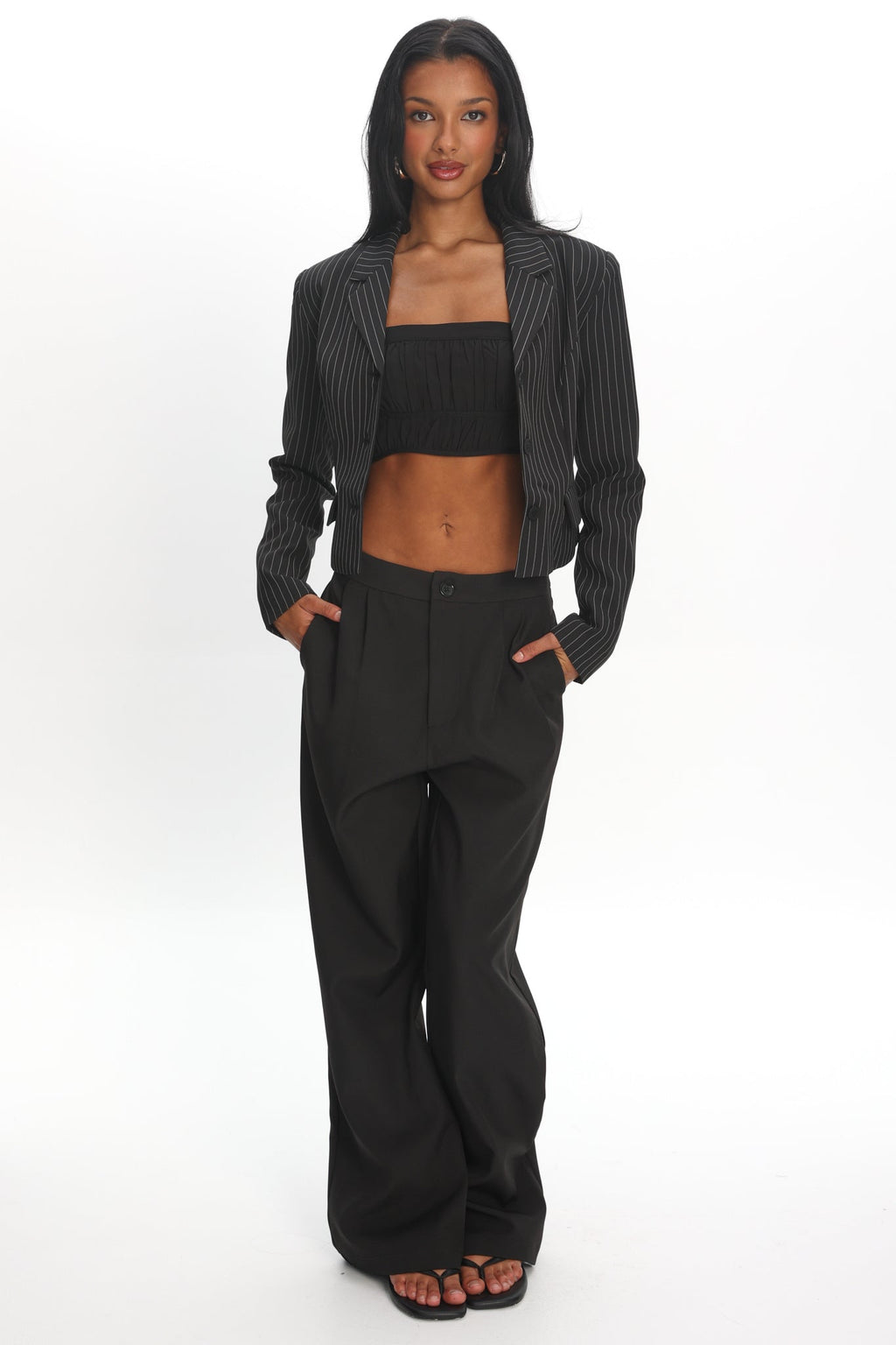LIONESS Lune Blazer Onyx Pinstripe