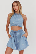 Lovefool Halter Neck Cropped Top Denim