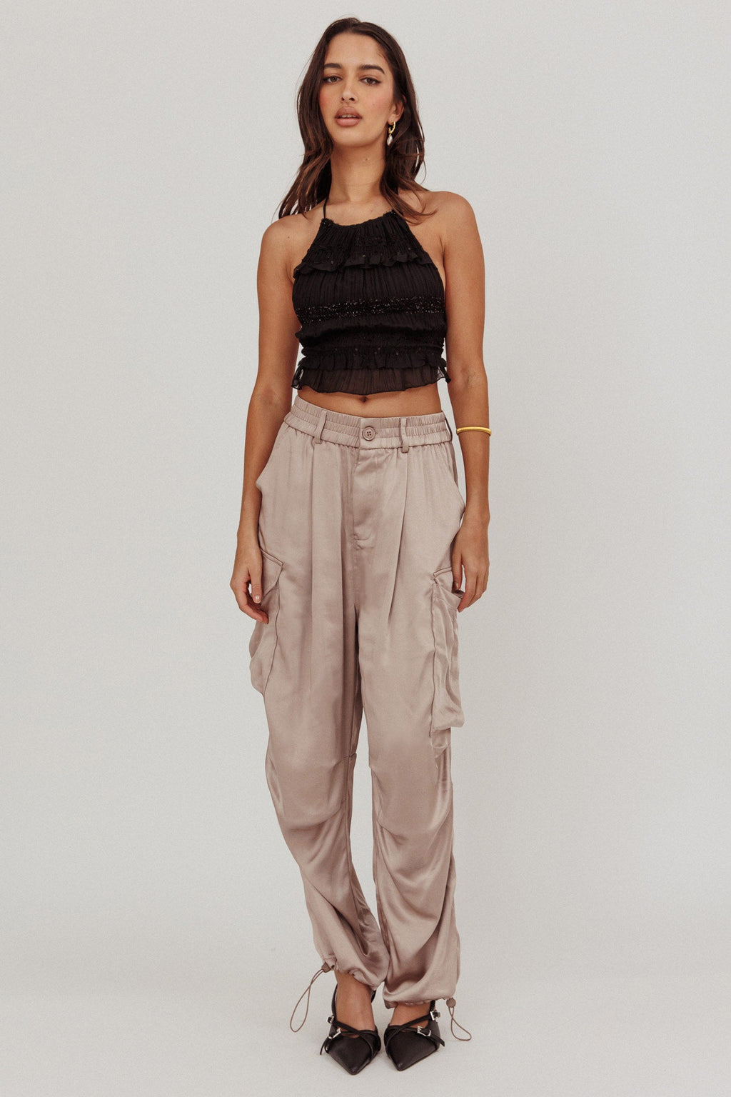 Betty Satin Cargo Pant Mink