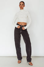 Plato High Neck Crop Top Off White
