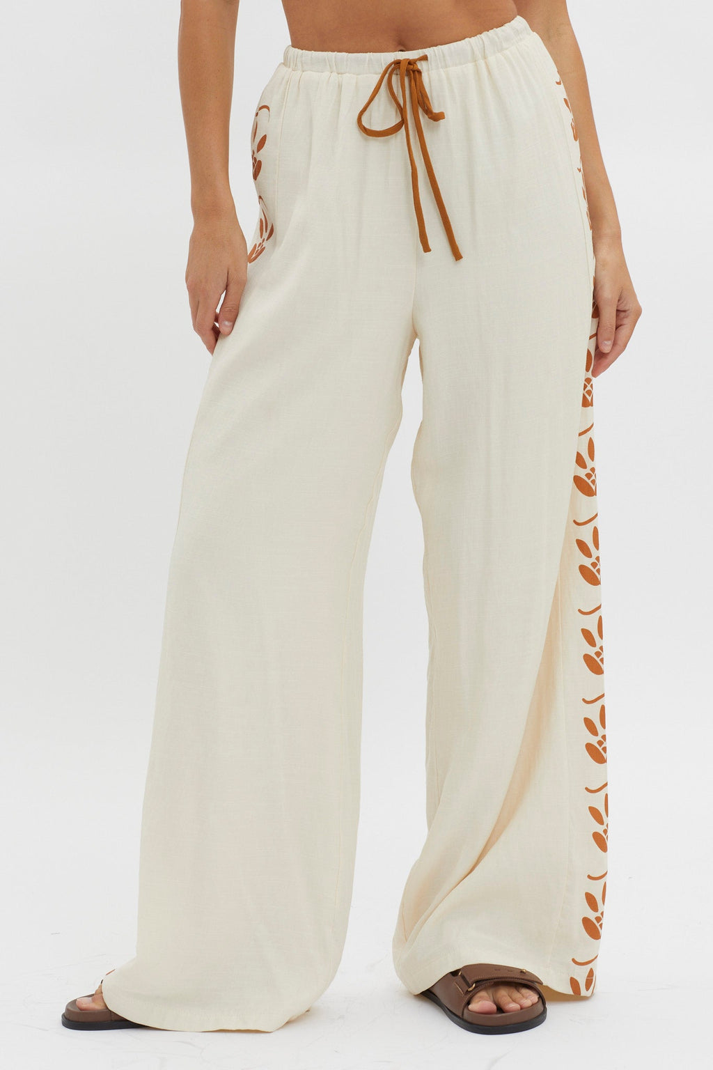 Maghan Side Print Long Pants Beige