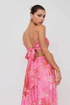 Tammi Tied Back Crop Top Print Blush
