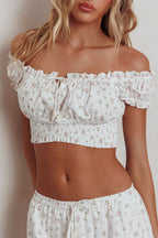 Canyon Cove Puff Sleeve Crop Top Floral Pink