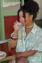 Swing Of Things Scalloped Edge Shirt Print Sage