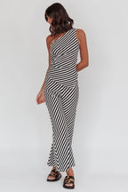 Golden Beach Wide Leg Pants Stripe Black
