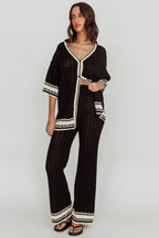 Rhodes Cotton Straight Leg Knit Pants Black