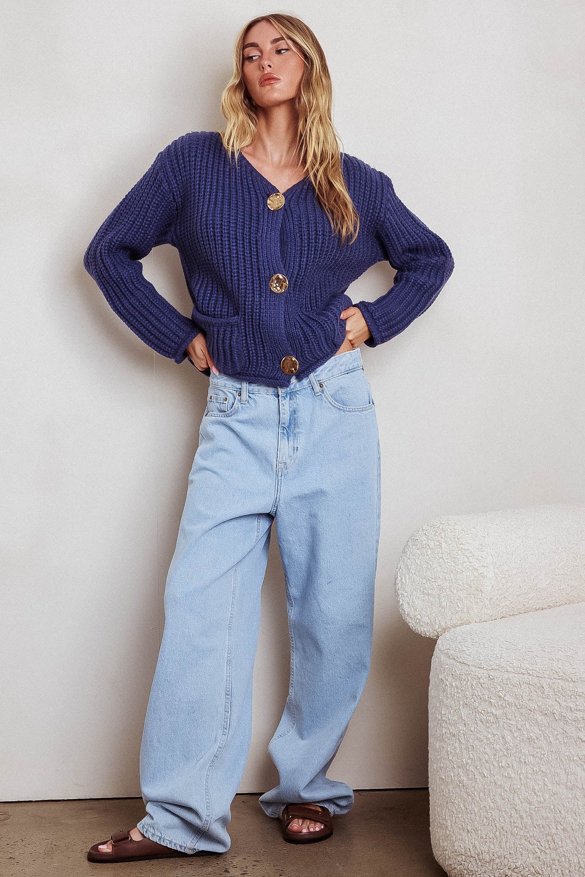 Cindie Chunky Knit Cardigan Navy