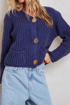 Cindie Chunky Knit Cardigan Navy