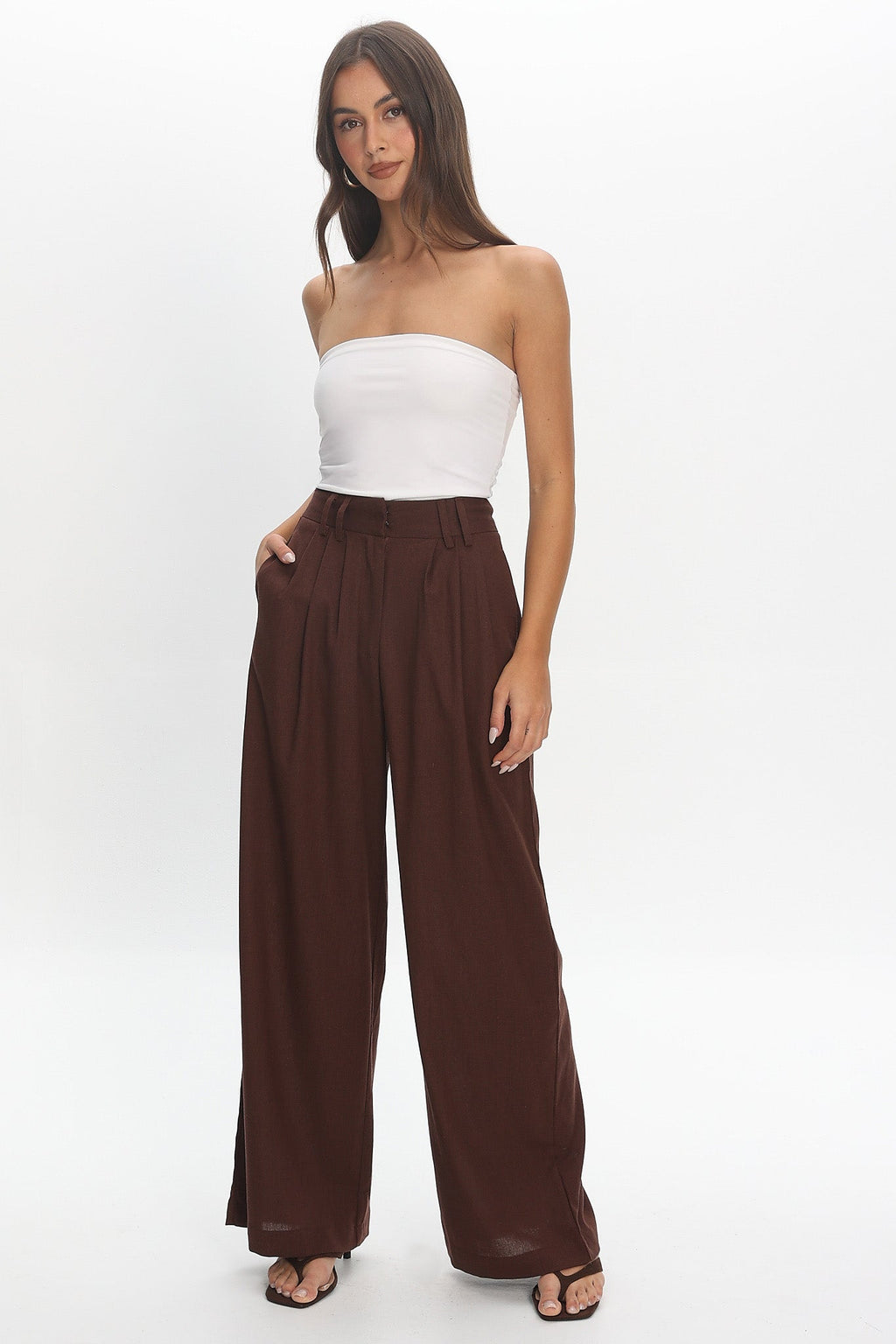 Jinny Wide Leg Pants Chocolate