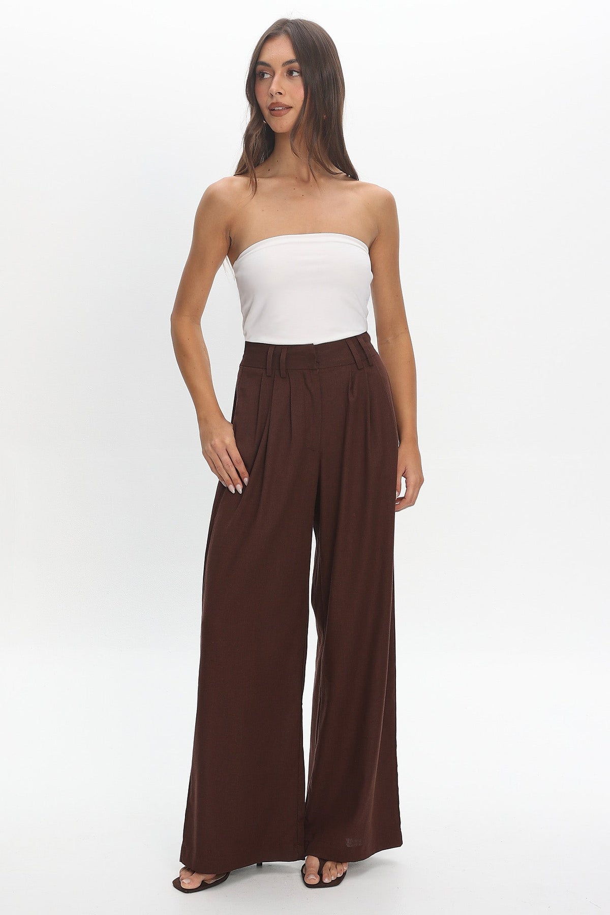 Jinny Wide Leg Pants Chocolate